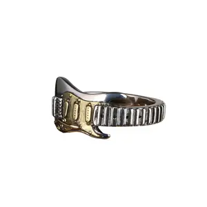 Electric guitar ring rock punk hip-hop style personality versatile fashion design ring adjustable vintage index finger ring, suitable for both men and women, perfect for everyday wear and as a birthday gift.