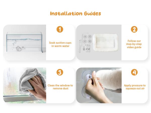 POMESEA Marshmallow Window Perch, Cordless Cat Hammock,Solid Metal Frame, Easy Tool-Free Installation, Patented Hook Design