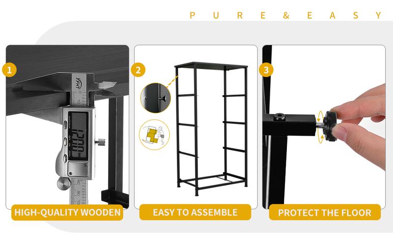 Yitahome Storage Tower with 4 Drawers - Fabric Dresser, Organizer Unit for Bedroom, Living Room, Closets & Nursery - Sturdy Steel Frame, Easy Pull Fabric Bins & Wooden Top (Black/Grey)