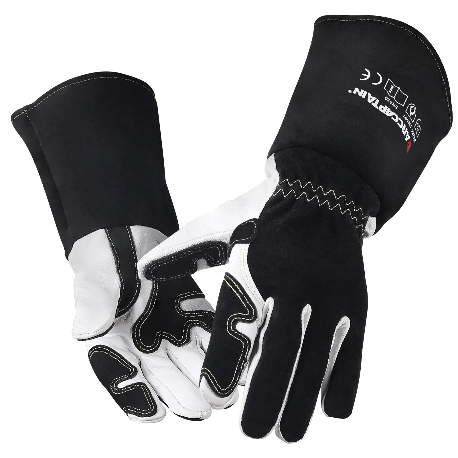 ARCCAPTAIN Tig Welding Gloves - Premium Goatskin Grain Leather Heavy Duty Gloves with Dexterity for Work Protection, Father's Day Gift