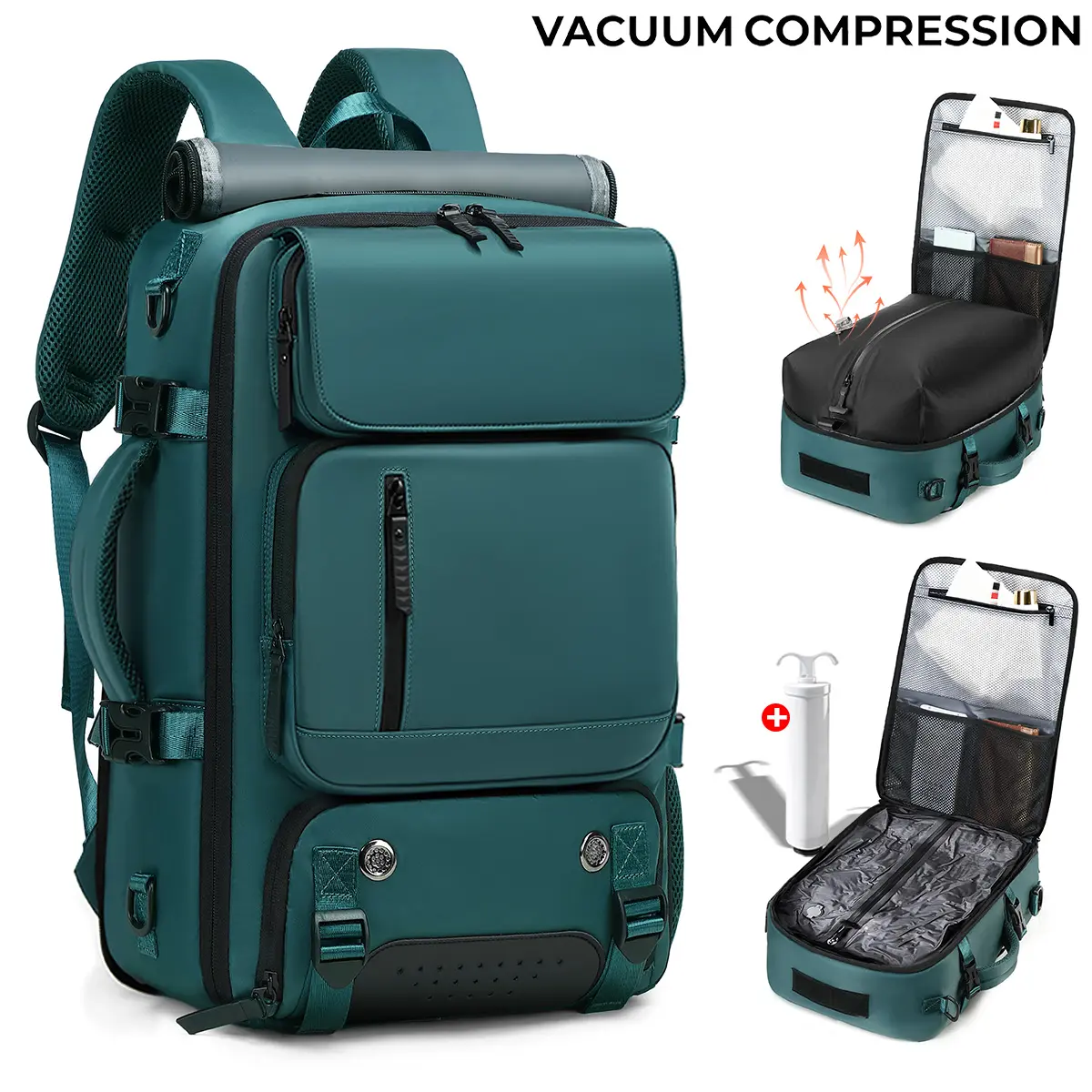 Vacuum Compression Travel Backpack, Large-Capacity Multifunctional Outdoor Bag for Men & Women, for Hiking, Includes Manual Pump, Vacuum Travel Bags, All-In-One Expandable Travel Bags