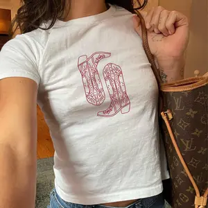 Vintage Cowboy Boot Baby Tee - 90s Y2K Style Vintage, Gift for Her