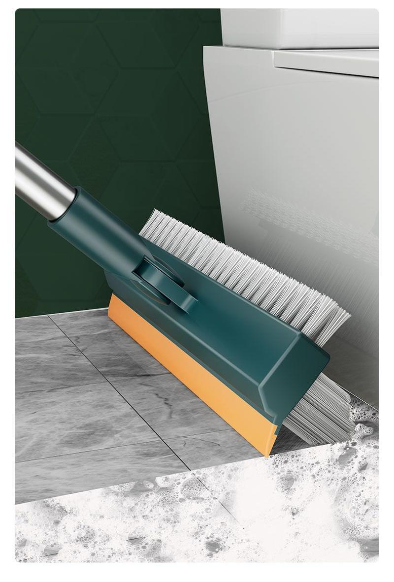 Floor Scrub Brush with Long Handle, 3-in-1 Scrape and Heavy-Duty Stiff Bristle Floor Scrubber Brush with Squeegee for Cleaning Tile Wall Deck Bathroom Patio Garage Kitchen home kit