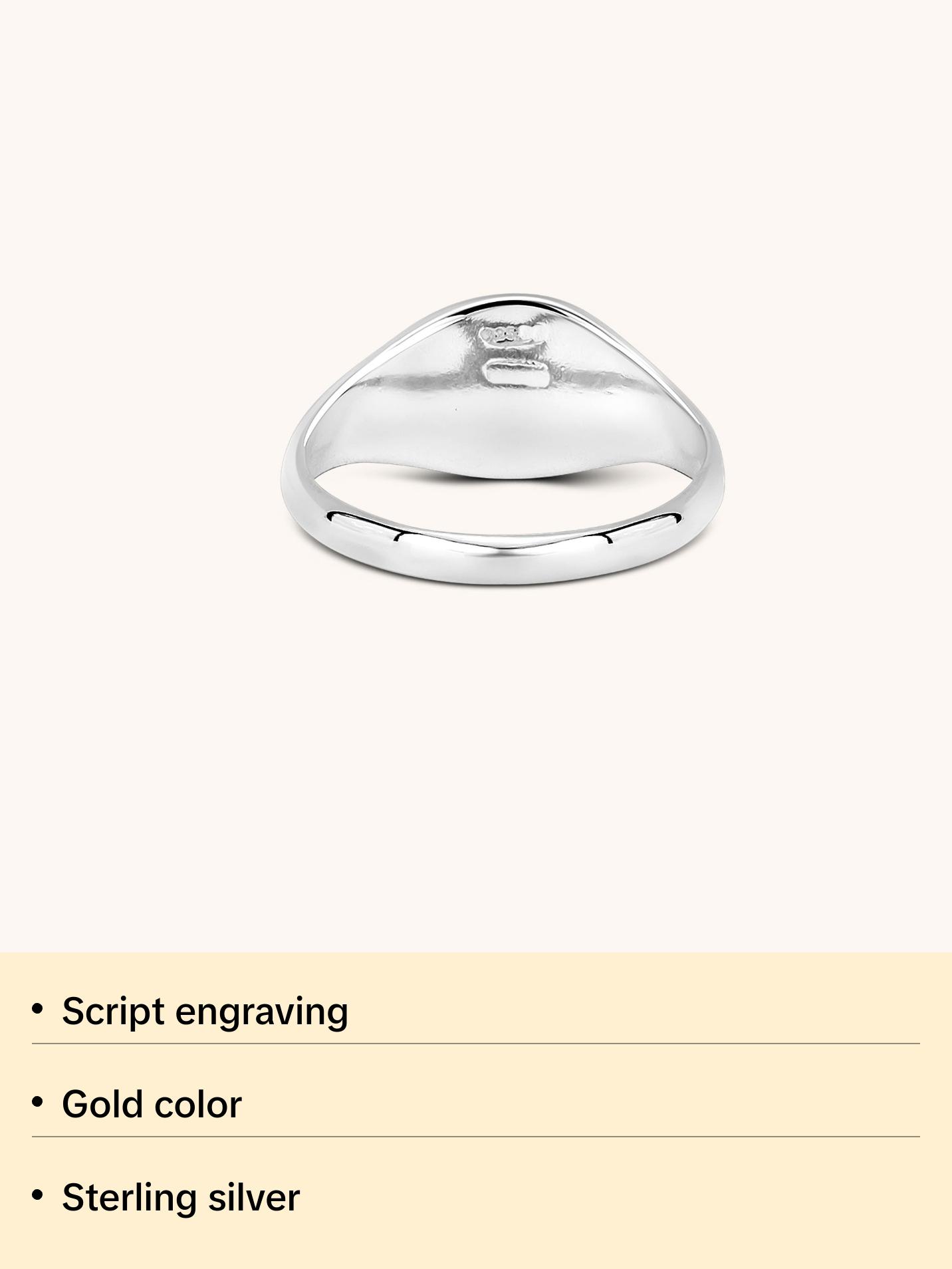 Personalized Engraved Script Small Signet Ring