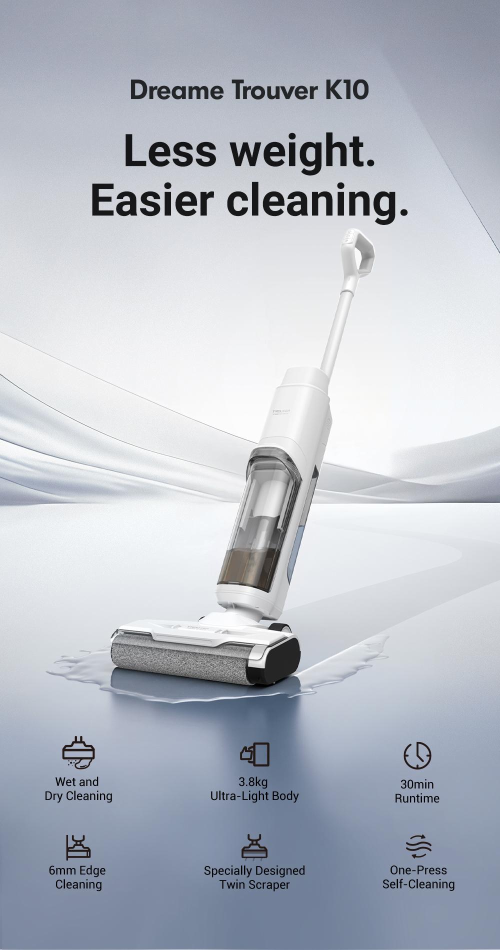 DREAME K10 Plus Vacuum Mop,  Wet Dry Vacuum Cleaner, Smart Floor Cleaner Cordless Vacuum and Mop for Hard Floors, 30min Seamless Cleaning, Cleans Itself, 540RPM Brush Darts through Dirt with Ease, Expressive Voice Prompts, Real-Time Interaction