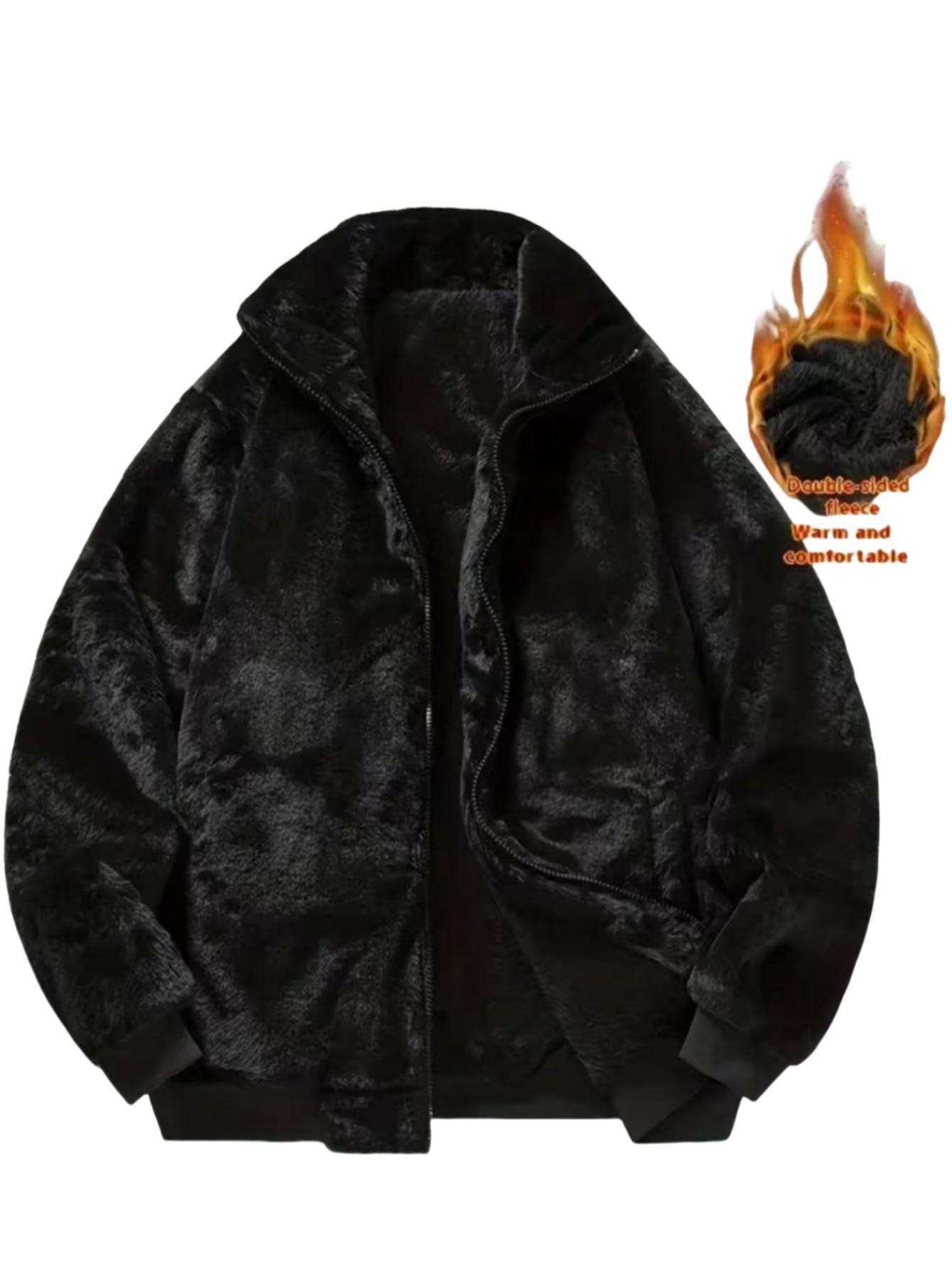 TJL Men's Winter Mink Fur Coat Imitation Mink Velvet Thick Warm Short Hooded Jacket Plus Size Menswear Soft jackets old money outfits 1999 outfits men snow