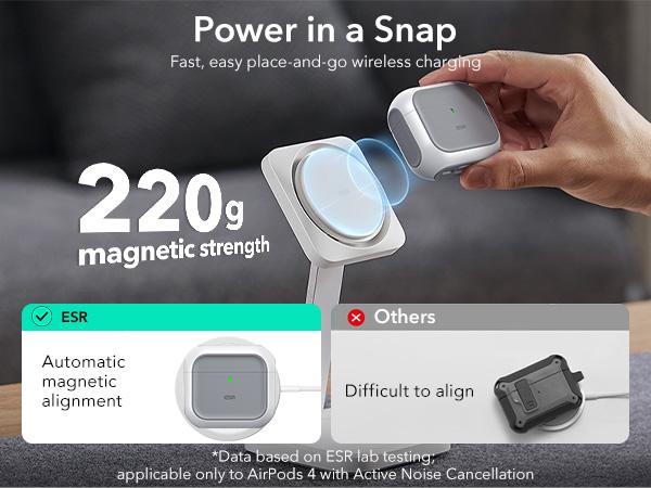 ESR for AirPods 4 Case, Airpods Pro Case 2nd/1st Gen (2023/2022/2019) Case (HaloLock), Compatible with MagSafe, Full Drop Protection Cover with Lanyard, Magnetic Lid Lock, Orbit Hybrid Series