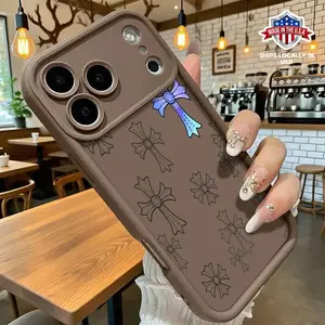 Fashion Cross pattern phone case, compatible with iPhone 17 Pro Max, 16 Pro Max, 15 Pro, 14, 13, 12, and 11.  Shockproof and drop-resistant phone case made of durable silicone material.