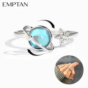 EMPTAN Spinning Planet Ring for Daughter, Adjustable Spinnable Planet & Star Design Ring, Anti Anxiety Fidget Ring, Inspirational Jewelry For Women, Gift for Her Birthday Graduation Christmas