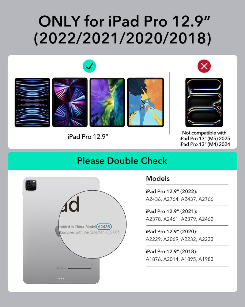 ESR iPad Air 11/13 inch 2025/2024 Case with Keyboard, iPad Pro 11/13 inch 2025/2024 Keyboard Case with Easy-Set Magnetic Stand, Portrait/Raised Modes for iPad Pro 11/12.9/Air 5th/4th Generation Keyboard, with Removable Protective Case