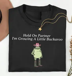 Comfort Colors Hold On Partner I'm Growing A Little Buckaroo Shirt, Pregnancy Announcement Shirt, Funny Frog Pregnancy Shirt, New Mom Tee