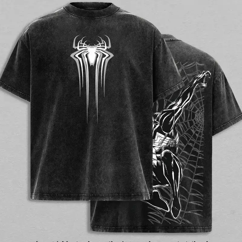 Ver 3 Spidey Inspired Oversized Black Graphic T-Shirt, Vintage Movie Actor Fan Tee, The Peter Shirt, Y2K Comic Style Streetwear Top, Black Cotton Unisex Tee, Retro Superhero Inspired Shirt, Gift for Movie Fans