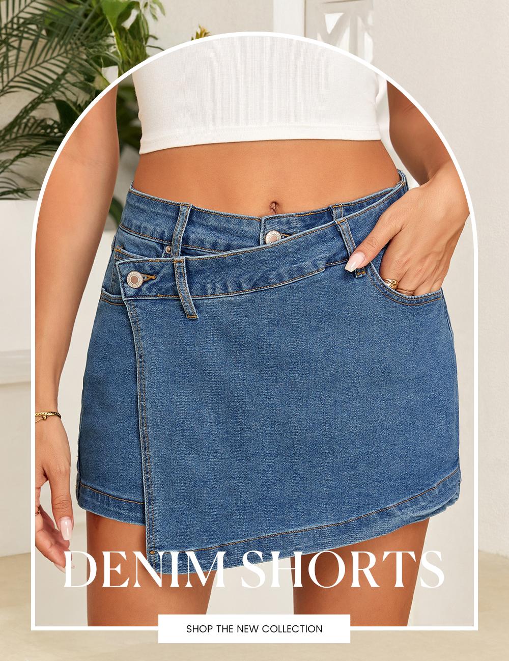 Sidefeel Skorts for Woman High Waisted Jean Skort Wrap Stretchy Asymmetrical Skorts Casual Denim Shorts DealsForYouDays summerwins WeeklyDeals Sidefeel Skorts for Woman High Waisted Jean Skort Wrap Stretchy Asymmetrical Skorts Casual Denim Shorts DealsForYouDays summerwins WeeklyDeals