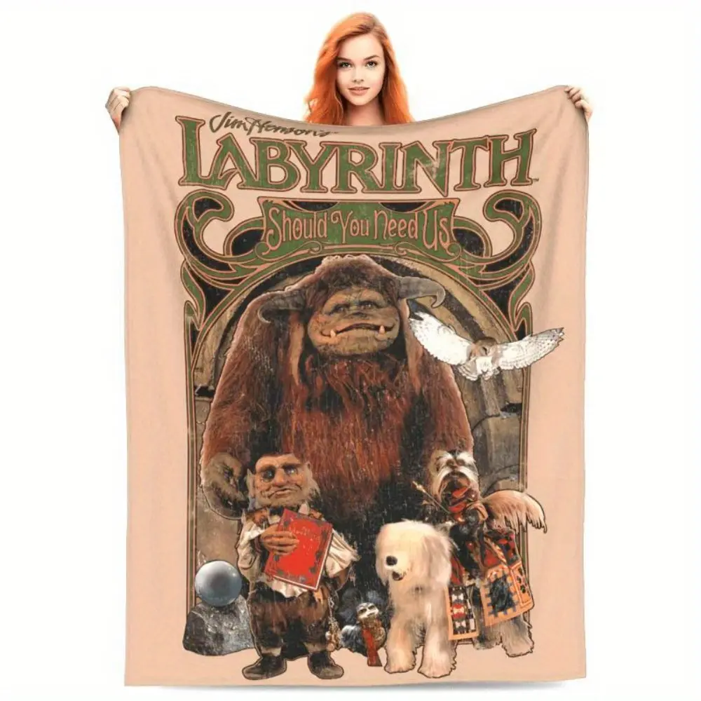 Labyrinth Movie Throw Blanket - Goblin King, "Should You Need Us" Quote, Fuzzy Texture, Lightweight Cozy All-Seasons Indoor/Outdoor Bedding, Father's Day Gift for Family, Movie Print