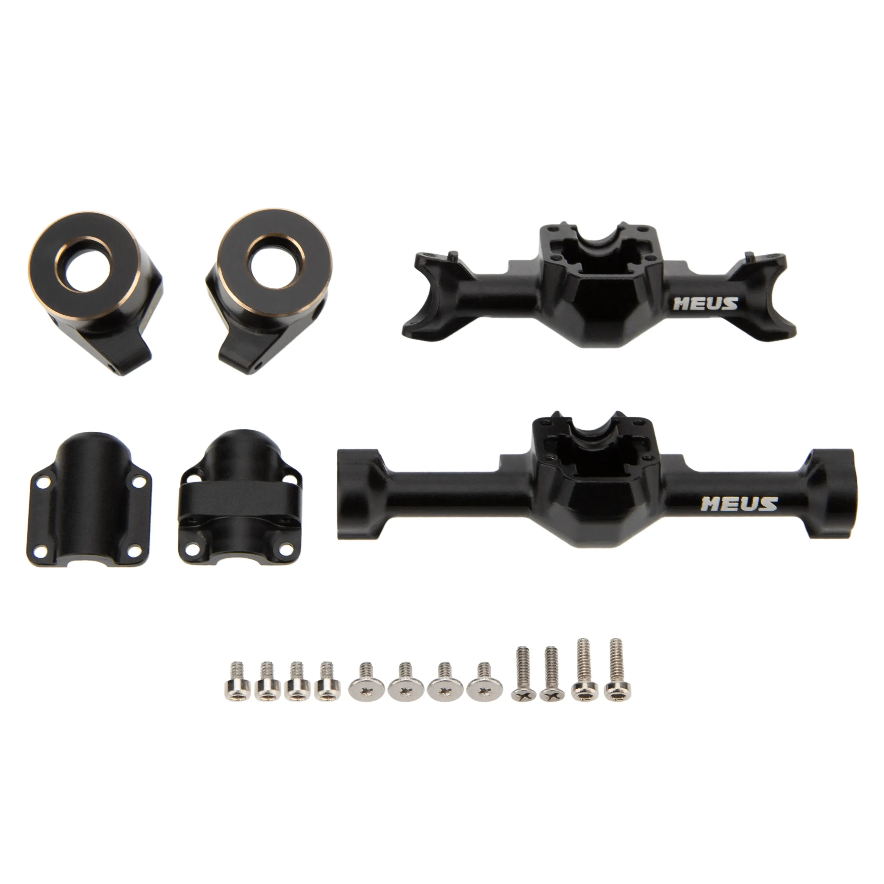 MEUS Racing Aluminum Alloy SCX30 Axle Housing Kit with Diff Covers, Steering Knuckles, 23g Total Weight, Low Center of Gravity for 1/30 Axial SCX30 RC Car Crawler (Black, Better Crawling Performance)