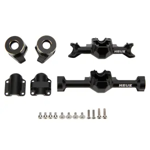 MEUS Racing SCX30 Axle Housing with Diff Covers and Steering Knuckles for 1/30 Axial SCX30 RC Crawler (Black)