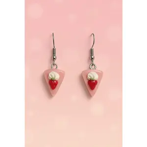 Unisex Slice Cake Dangle Earrings Acrylic Cake Pattern