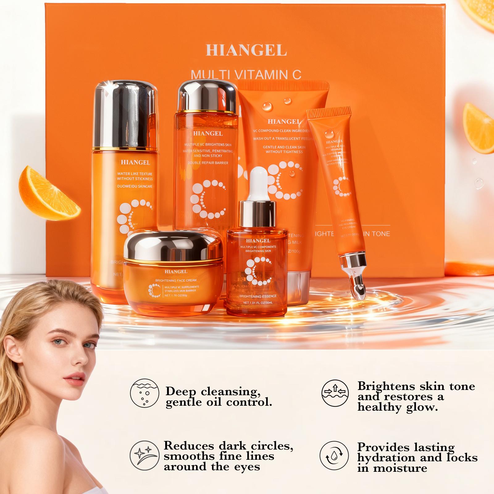 Korean 5X Vitamin C Skincare Set, 6-in-1 Skincare Gift Set with