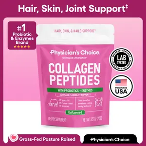 Physician's Choice Collagen Peptides Powder for Hair, Skin, Nails & Joint Support for Women - Hydrolyzed Grass-Fed + Non-GMO Protein - Unflavored