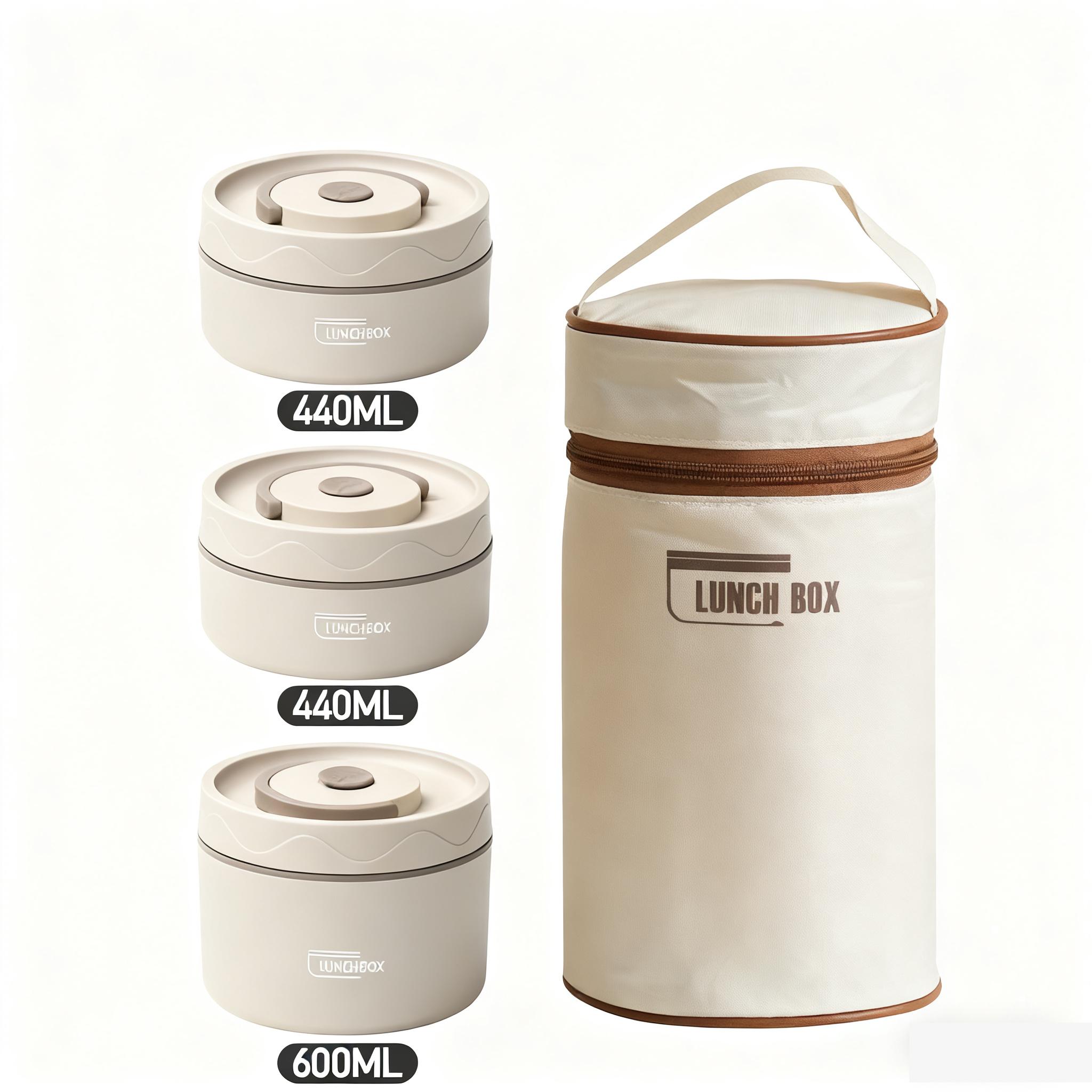 Stainless Steel Lunch Box Set, 1 Set including 3Counts Lunch Boxes and 1 Count Insulated Bag,Insulated Food Lunch Container Set for Adult & Kids