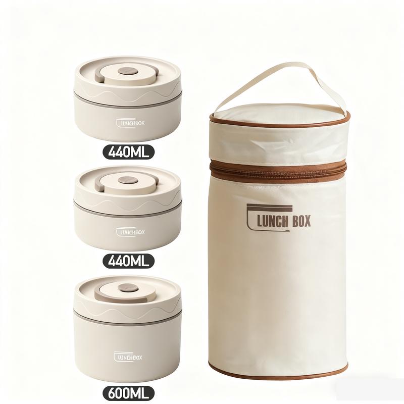 Stainless Steel Lunch Box Set, 1 Set including 3Counts Lunch Boxes and 1 Count Insulated Bag,Insulated Food Lunch Container Set for Adult & Kids