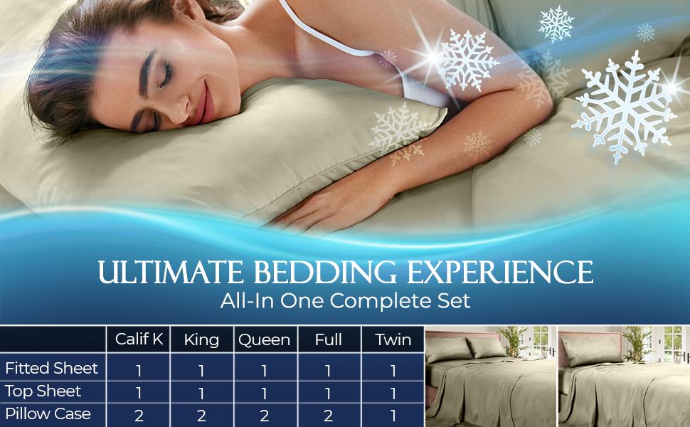 DECOLURE Cooling Bed Sheets - Luxurious Ultra Soft Bamboo Viscose Microfiber Sheets with Deep Pockets for Hot Sleepers