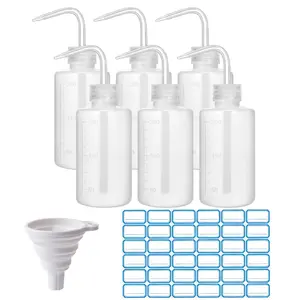 6Pcs/Set 250ml Squeeze Bottles for Liquids,Plastic Safety Squirt Bottle with Narrow Mouth & Scale Labels,Small Watering Can for Indoor Plants,Lab Tattoo Cleaning Tools,Hand Tools Kits