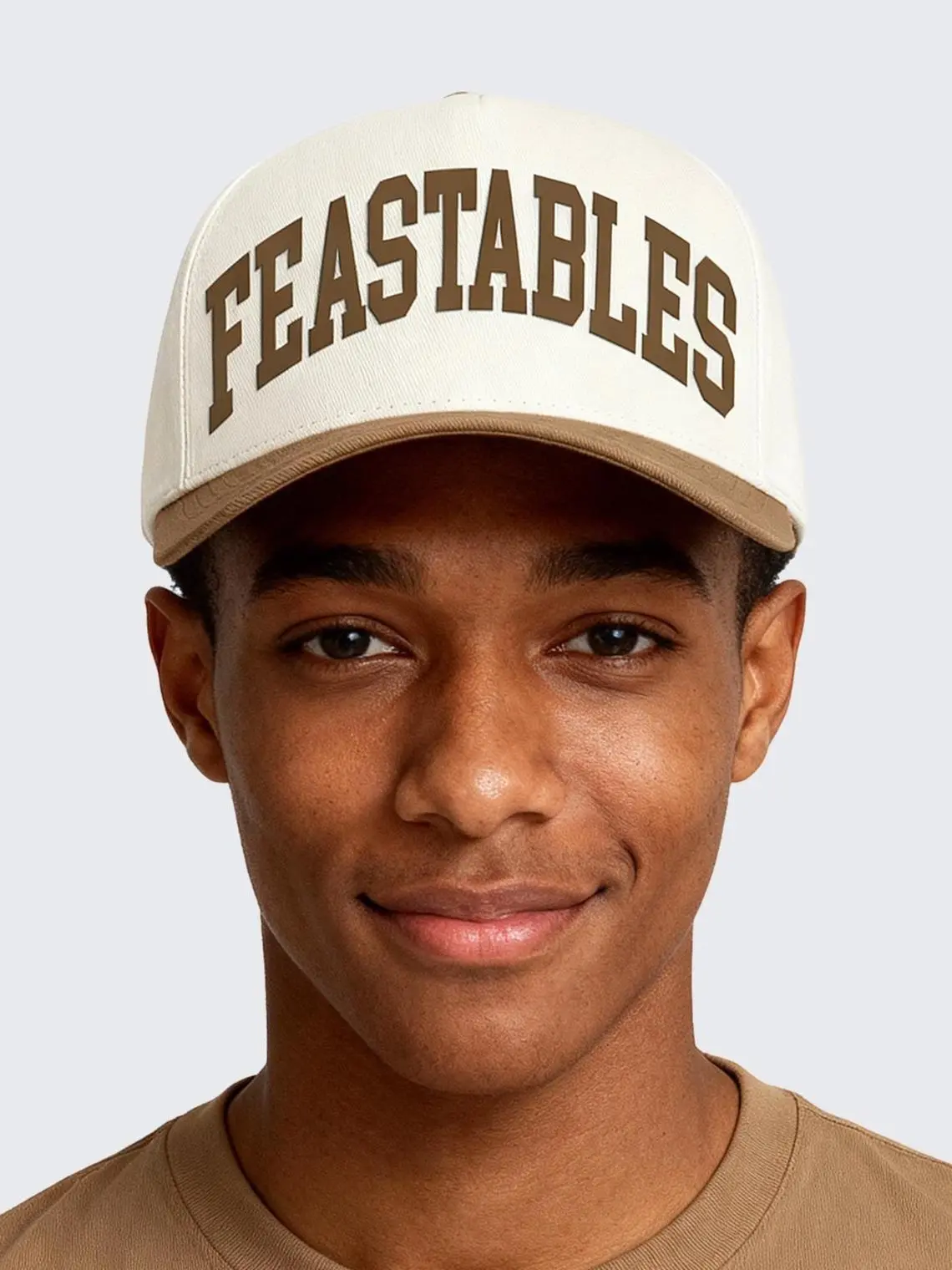 Feastables by MrBeast Cream Two Tone Hat - Cream / Khaki - Premium Silhouette Adjustable Fit