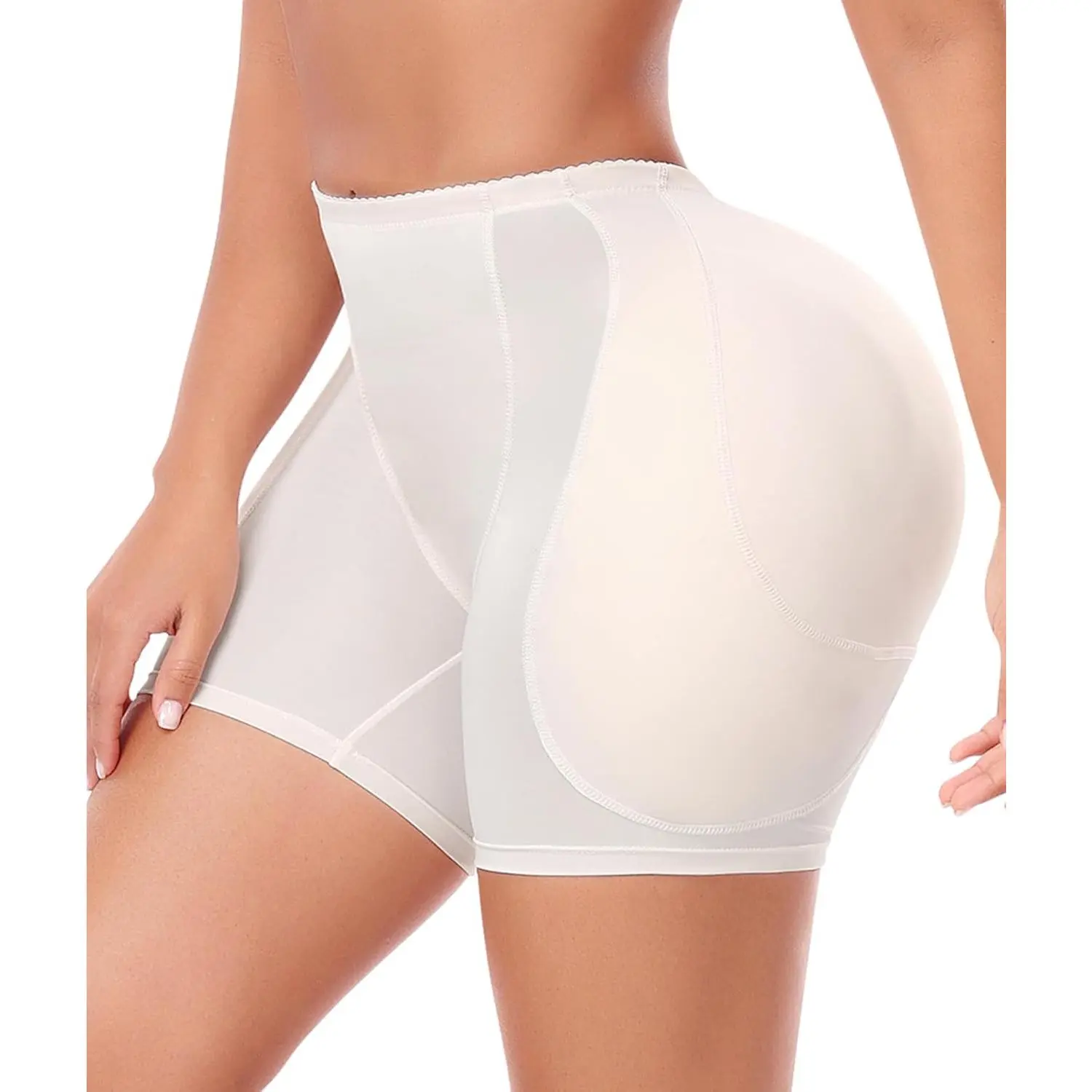 Women's Seamless Slimming Soft Solid Hip-Padded Booty Lifter Shapewear Shorts - Removable 4 Thick Pads, Smooth, Breathable, Sexy Panties for Butt Compression, Jeans Outfits