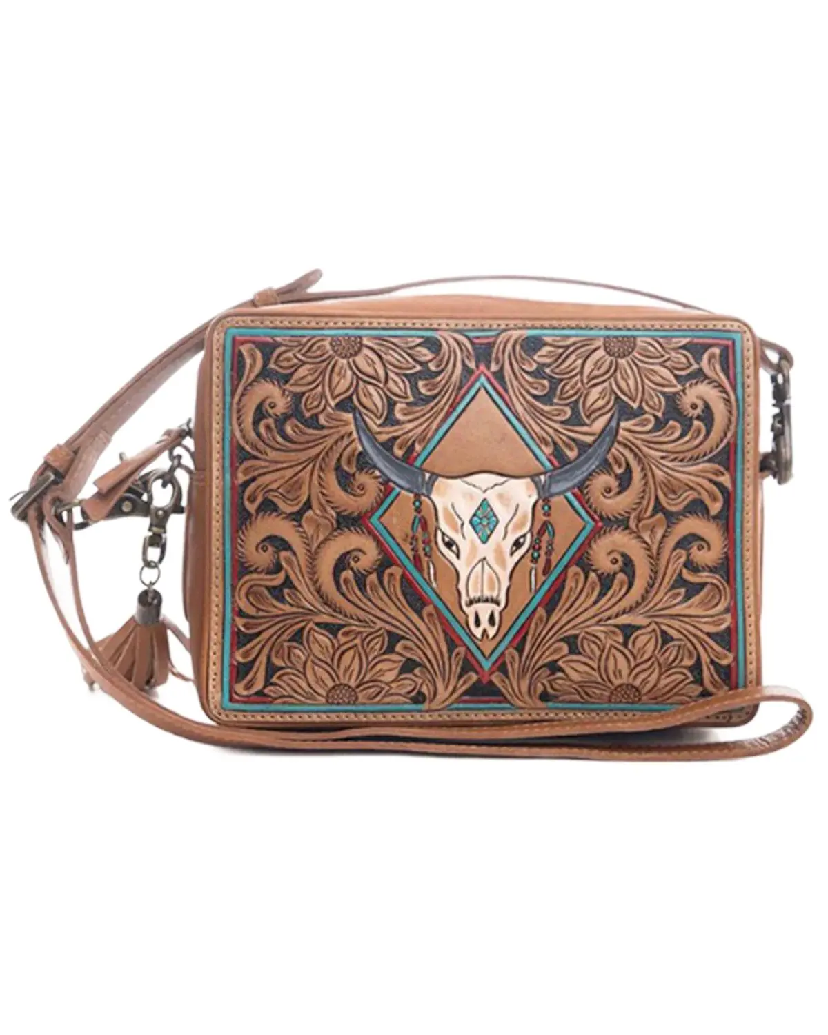 Myra Bag Women's Women'S Age Of The Steer Hand Tooled Crossbody - S-9742