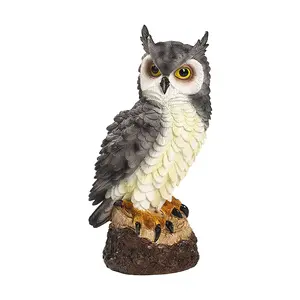 Garvee Garden Statue in the shape of an owl, garden decoration, resin scarecrow owl, owl collection for the home, garden statues, outdoor animals, pigeon repellent
