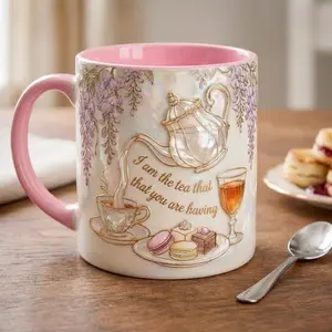I Am The Tea That You Are Having Faux 3D Mug, Bookish Tea Lover Gift, Romance Reader Accent Mug, BookTok Cup - tea10001