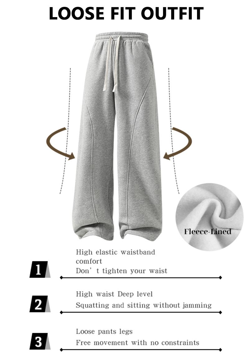 Men's Fleece Thermal Lined Sweatpants  Oversize Drawstring Waist Casual Loose Pants for Fall Winter School Season Daily Wear Stylish Menswear