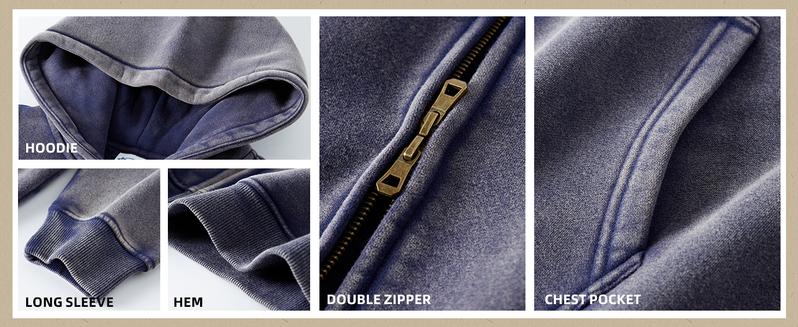 Yimoon Unisex Oversized Zip Up Hoodies Jackets For Men Women Fleece Vintage Cotton Heavyweight Distressed Sweatshirt Yimoon Unisex Oversized Zip Up Hoodies Jackets For Men Women Fleece Vintage Cotton Heavyweight Distressed Sweatshirt