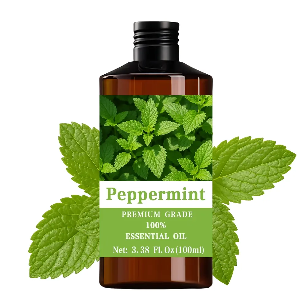 Peppermint Essential Oil 100ML/3.38 Fl Oz, 100% Pure Care Grade, Premium Botanical Oils, Hair & Skin Care, Wellness, Therapeutic Massage, Diffuser Humidifier, Aromatherapy, Natural Scent, Long-Lasting Moisturizing