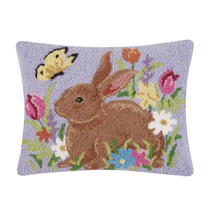 Peking Handicraft 30SJM10928C18OB 14x18 in. Lavender Bunny Poly Fill Hook Pillow, Multi-Color, for Whimsical Room & House Decor, Room Decor