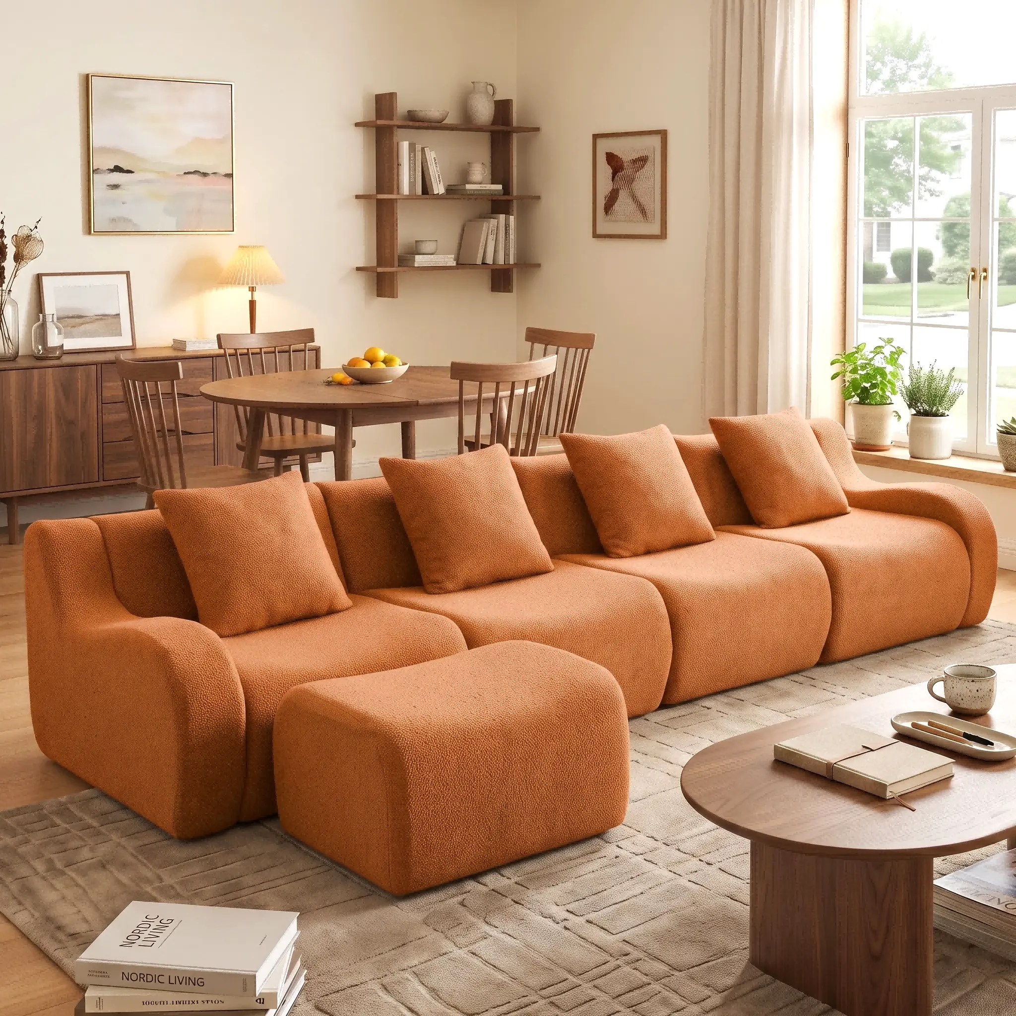 Eyisean Modern Upholstered Sectional - 4-Seater 148" Black Corduroy U/L-Shape Oversized Boneless Comfy Couch, Modular Reconfigurable with Ottoman, 32D High-Density Sponge, Fixed Arms, Full Support, Fully Assembled, for Living Room Entertaining Guests