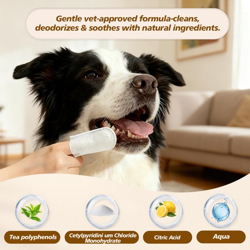 finger wipe 50-Count Pet Dental Finger Wipes for Cats & Dogs – strengthens teeth  gently clean Complete Disposable Teeth Cleaning Kit with Plaque Control & Breath Freshener Dirt Build Up Oral Hygiene