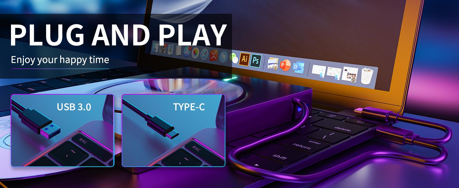 【Mother's Day Gift】Retro Choice-External Laptop DVD Player USB C 3.0 Portable CD Burner - Compatible with Mac, Windows 11/10/8/7, Ideal for Bringing Back Memories,Christmas gift