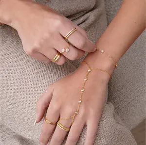 EVRY JEWELS Gold or Silver Plated Women's Afterglow Hand Chain