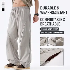 Men’s casual streetwear loose straight-leg cargo pants with an adjustable waistband, breathable and wear-resistant—great for gifting to a husband or boyfriend, suitable for going out, exploring, and commuting.