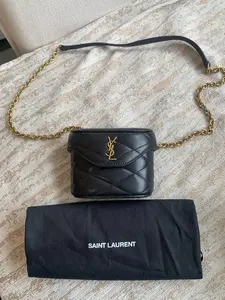 Pre-owned Yves Saint Laurent YSL Saint Laurent Black Quilted Leather Mini Bag with Gold Chain Strap Authentic Luxury Crossbody Bag | Pre Owned