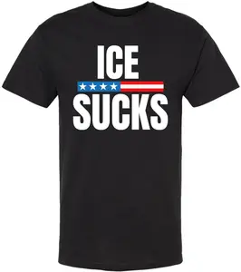 ICE Sucks T Shirt Anti ICE Political Protest Graphic Tee, Funny Activist Short Sleeve Shirt for Men & Women