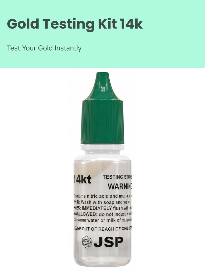 JSP 14K Gold Testing Kit - 0.5 oz Acid Solution for Karat Value & Purity Testing - Ideal for Travel & Gold Enthusiasts - Engagement Ring