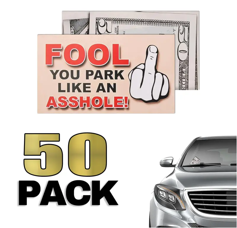Funny Bad Parking Prank Cards – Bad Parking Warning Cards – Leave Under Windshield – 50 Pack