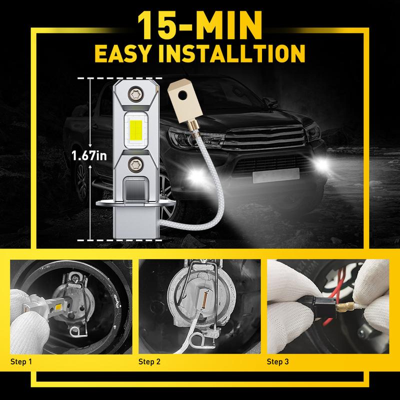 AUXITO H3 LED Fog Light Bulb Conversion Kit Super Bright White DRL Lamp 6500K