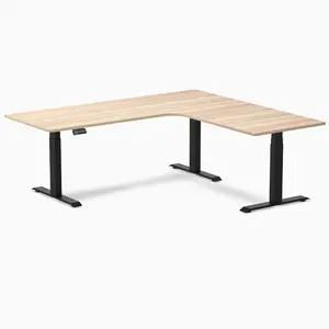 Desky L-Shape Curved Laminate Sit Stand Desk