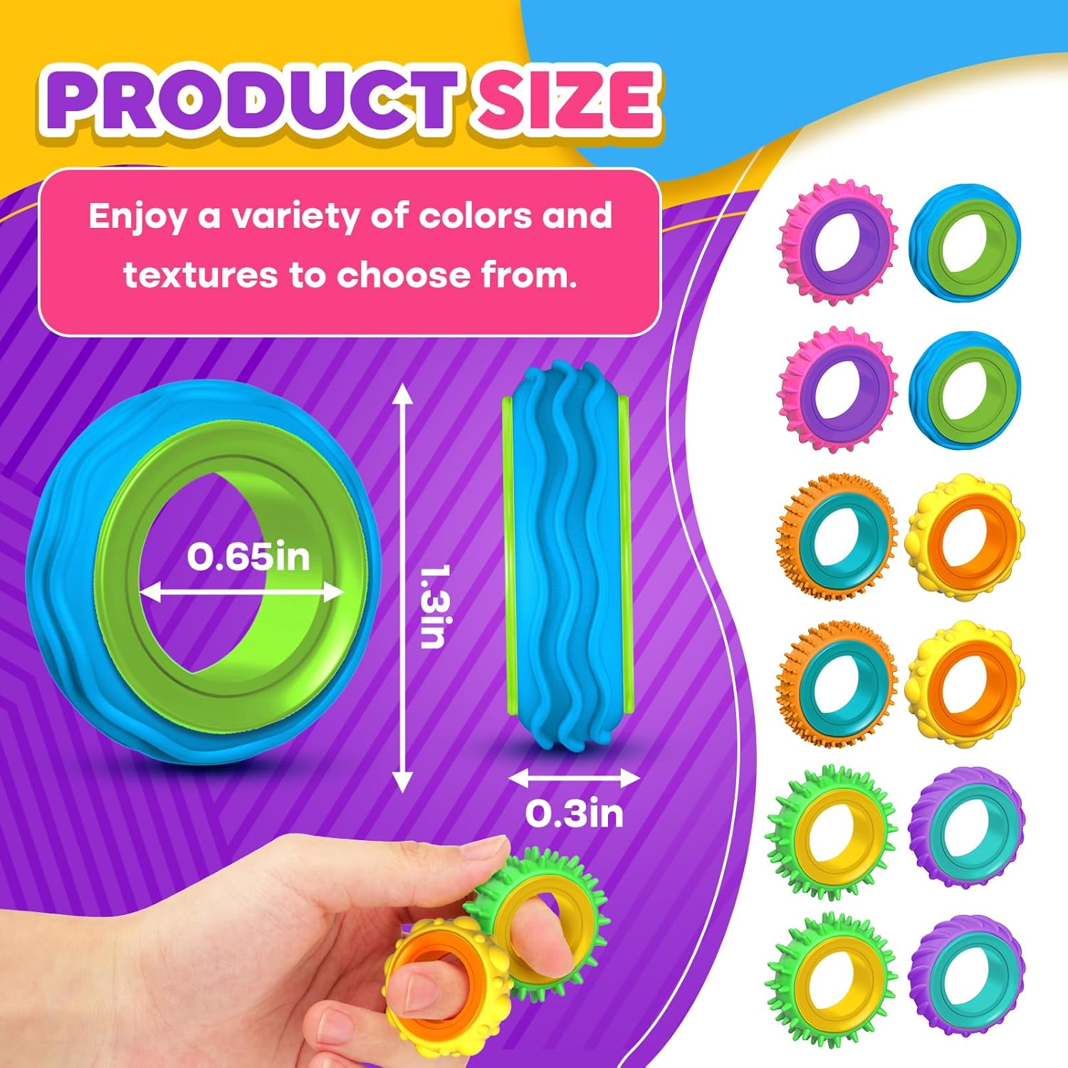 Lesong Sensory Soothing Portable Toy Ring Set - 12-Piece Collection of Soft -Relieving Finger Spinners for Autism ADHD Kids & Adults Safe  Rewards or Stocking Stuffers -  TikTokShopBlackFriday Stress Relief Decoration Decompression Squeeze