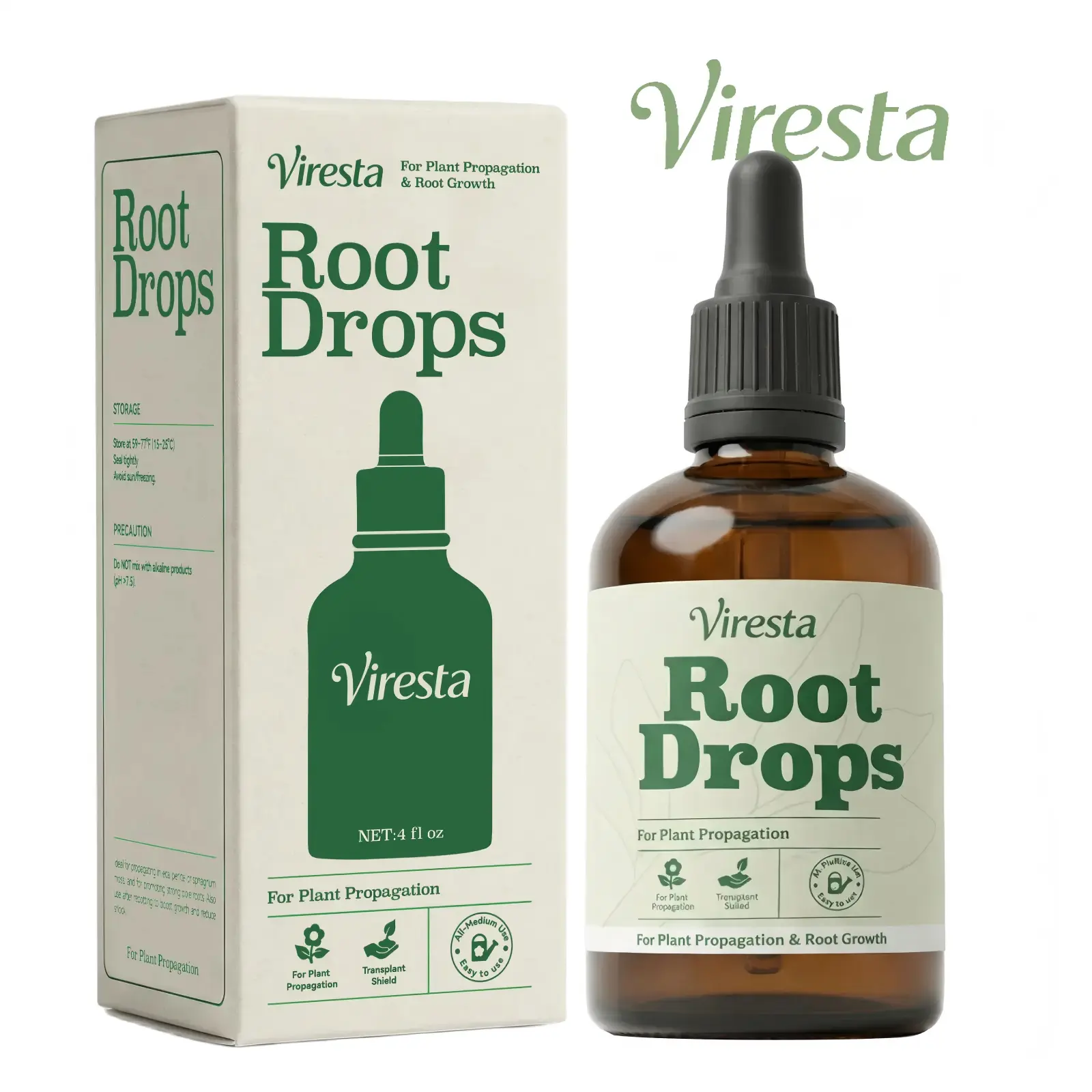 Plant Root Growth Booster Drops | 4 fl oz Liquid Rooting Hormone for Cuttings, Transplanting & Hydroponic | Reduces Transplant Shock | Easy Dropper