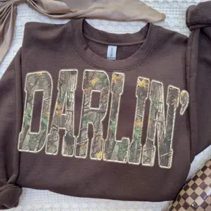 Retro Camo Western Sweatshirt, Darlin Retro Camo Country Distressed Cowboy Quote, Camouflage Shirt, Western Concert Sweatshirt, Southern Shirt